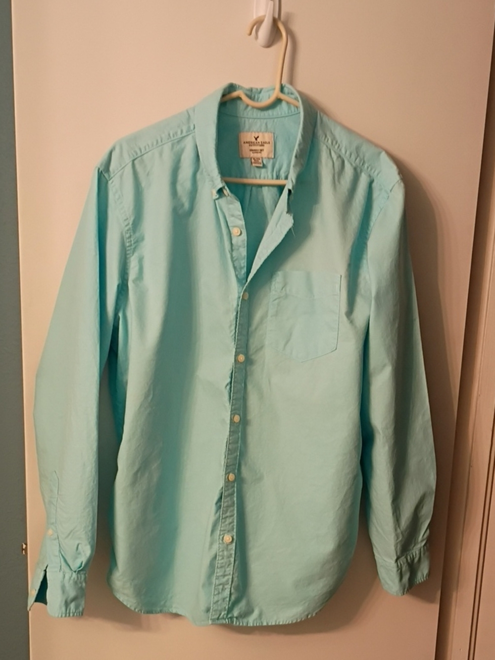 American Eagle Outfitters Men's Aqua Soft Button-Down Shirt Class Fit Size XL